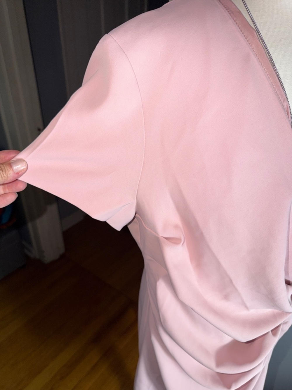 NWT Ruched Wrap Midi Dress in Blush Pink - Picture 4 of 12